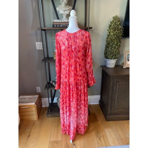 Free People See It Through Dress Coral Combo Womens Size Small - Picture 10 of 12